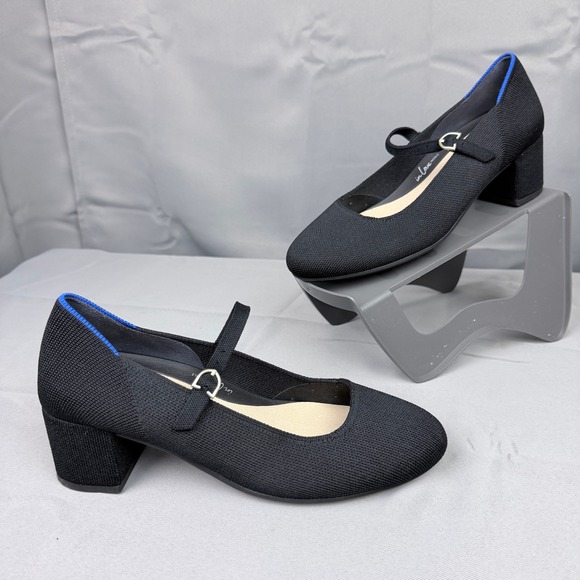 Rothy's Shoes - Rothys The Mary Jane Block Heel Black Solid Knit Shoes W8.5 223-001